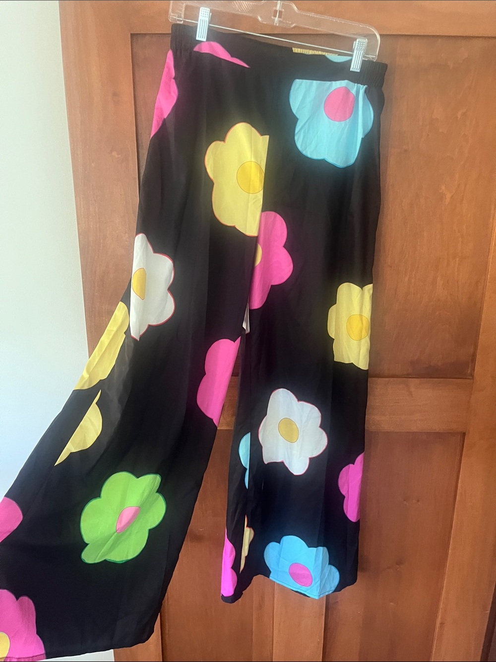 SHEIN Black Wide-Leg Floral Print women Pants